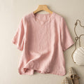 Cotton and Linen Short-Sleeved T-Shirt