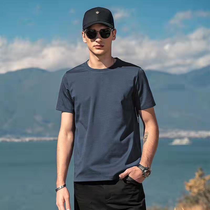 Mens Ice Silk Cotton Short Sleeve T-shirt