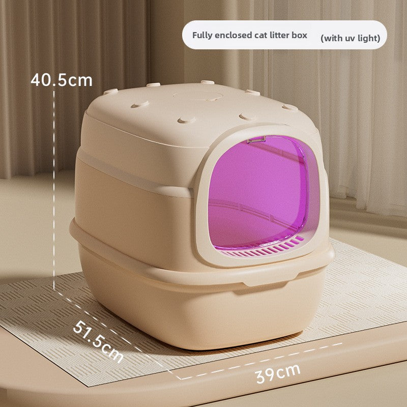 Fully Enclosed Cat Litter Box with UV Sterilization