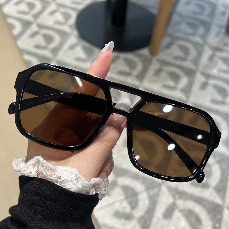 Candy Color Double Bridge Square Frame Sunglasses