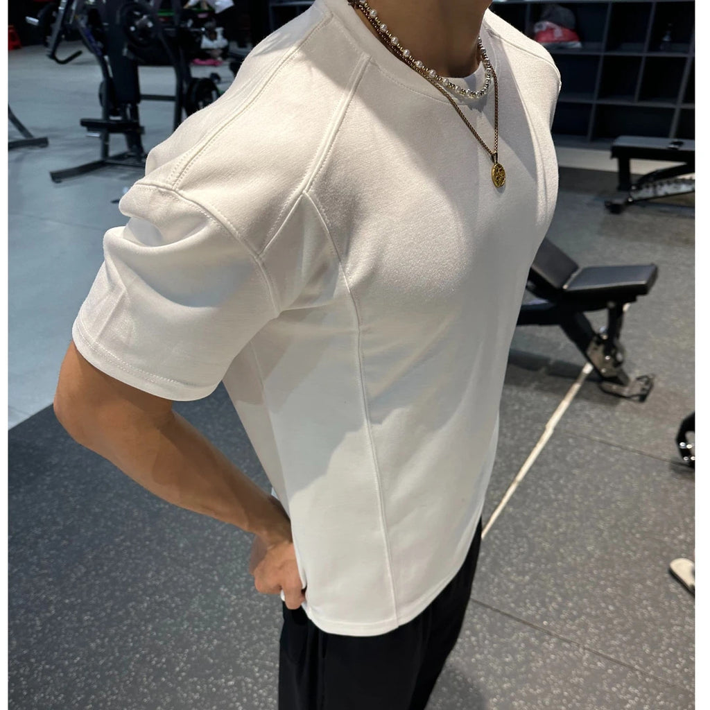 Mens Slim Fit Patchwork Cotton T-Shirt