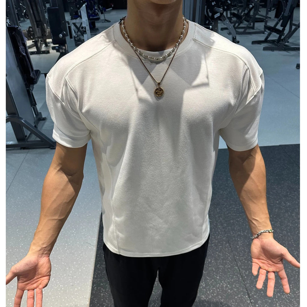 Mens Slim Fit Patchwork Cotton T-Shirt
