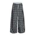 Black White Plaid High Waist Straight Leg Pants